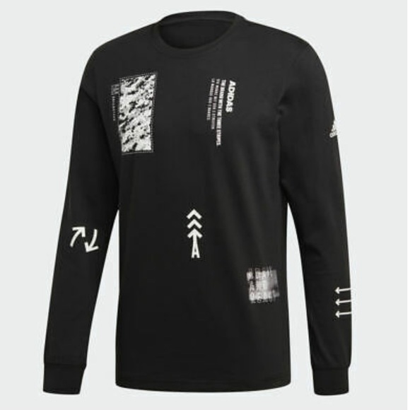 ADIDAS SPORTSWEAR ID GRAPHIC MASHUP ICON RACING LONG SLEEVE TEE MEN'S SIZE XS - Picture 1 of 5